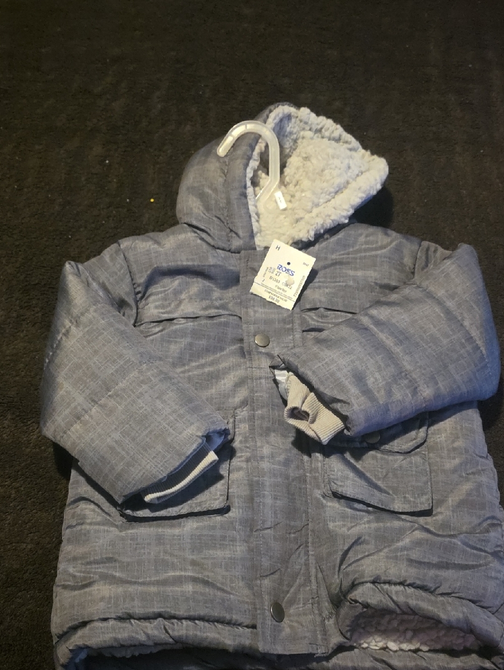Toddler Hooded Puffer Jacket in Heather Blue